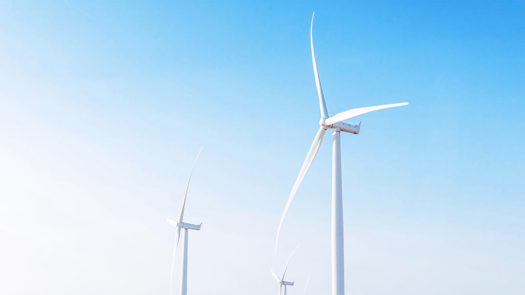wind generators qith bluesky background